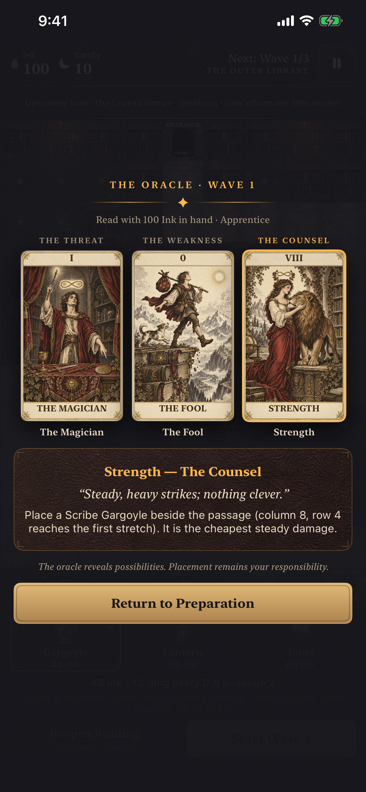 The Oracle’s three-card tarot counsel on iPhone