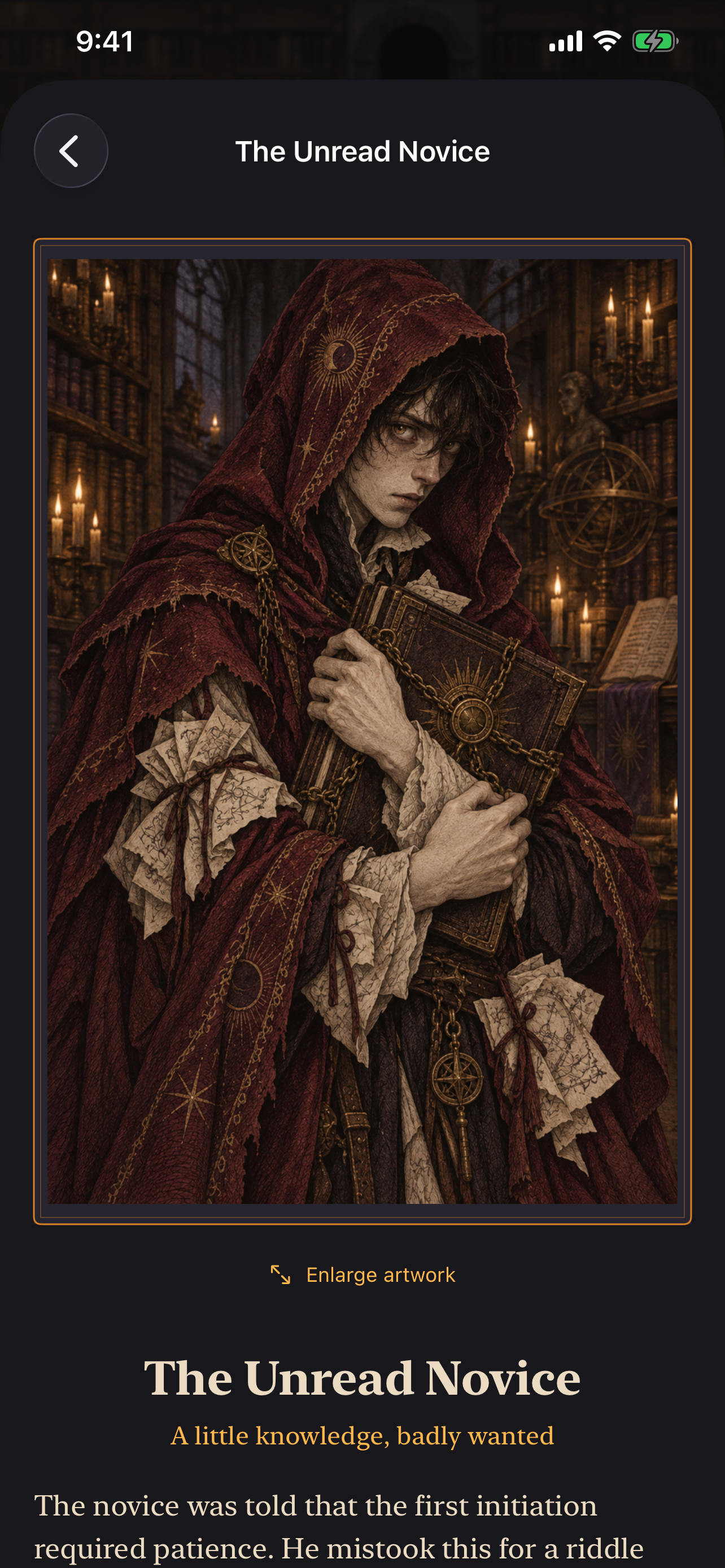 An illustrated adversary card in Gnosis Defense on iPhone